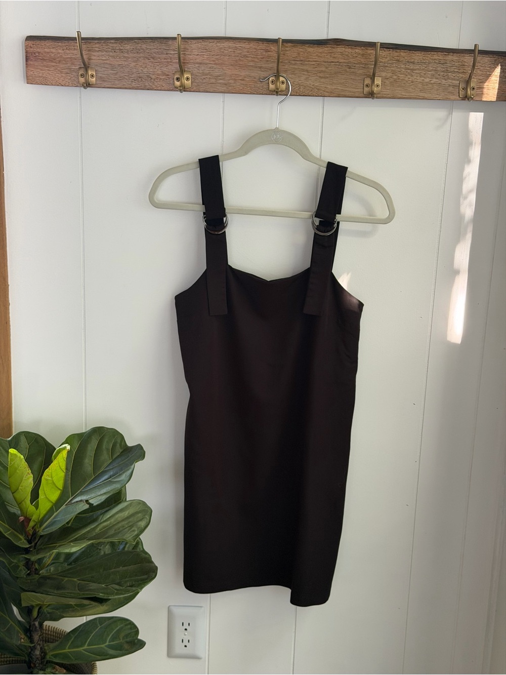 Black Strap Mini Dress with Ring Detail